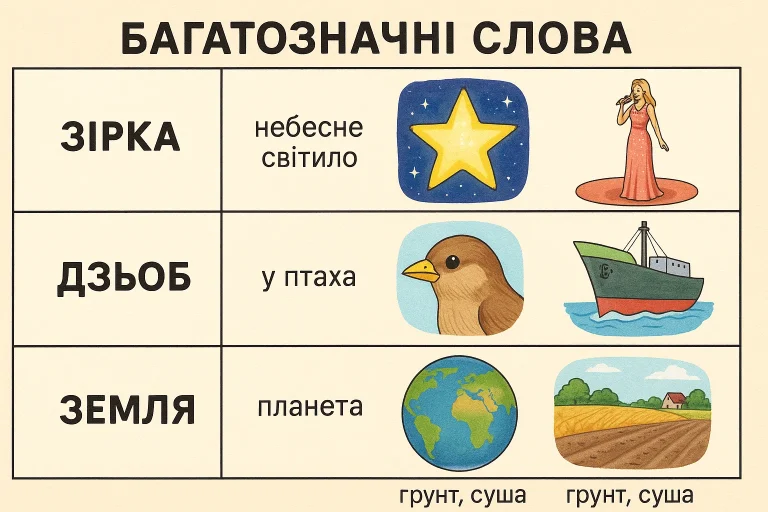 Багатозначні слова: визначення, приклади та пояснення