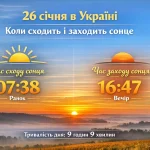 Коли сходить і заходить сонце 26 січня в Україні
