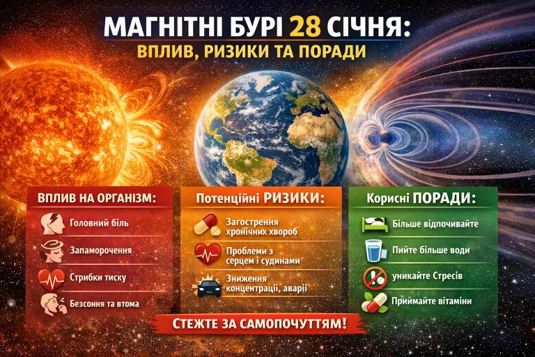 Магнітні бурі 28 січня: вплив, ризики та поради
