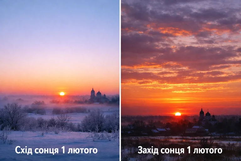 Коли сходить і заходить сонце сьогодні 1 лютого в Україні